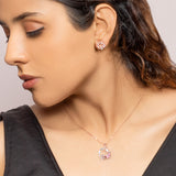 Women's Anushka Sharma Rose Gold Drop Wreath Pendant Set