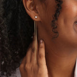 Women's Gold Plated Dainty Threader Dangle Earrings Waterproof & Anti-Tarnish