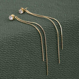 Women's Gold Plated Dainty Threader Dangle Earrings Waterproof & Anti-Tarnish