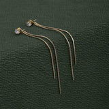 Women's Gold Plated Dainty Threader Dangle Earrings Waterproof & Anti-Tarnish