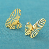 Women's Gold Plated Butterfly Wing Stud Earrings Waterproof & Anti-Tarnish