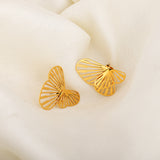Women's Gold Plated Butterfly Wing Stud Earrings Waterproof & Anti-Tarnish