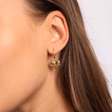 Women's Gold Plated Dangling Heart Earrings Waterproof & Anti-Tarnish