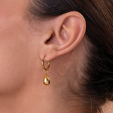 Women's Gold Plated Waterdrop Hoop Earrings Waterproof & Anti-Tarnish