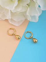 Women's Gold Plated Waterdrop Hoop Earrings Waterproof & Anti-Tarnish