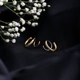 Women's Gold Plated Curvy Embrace Earrings Waterproof & Anti-Tarnish