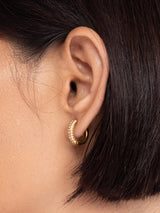 Women's Gold Plated Diamond Huggie Hoop Earrings Waterproof & Anti-Tarnish