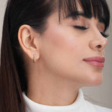 Women's Gold Plated Diamond Huggie Hoop Earrings Waterproof & Anti-Tarnish