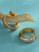 Women's Gold Plated Diamond Huggie Hoop Earrings Waterproof & Anti-Tarnish