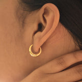 Women's Gold Plated Golden Crescent Hoop Earrings Waterproof & Anti-Tarnish