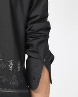 Men's Black Casual Regular Fit Printed Full Sleeves Shirt