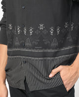 Men's Black Casual Regular Fit Printed Full Sleeves Shirt
