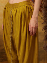 Women's Yellow Ethnic Motifs Embroidered Kurta with Dhoti Pant
