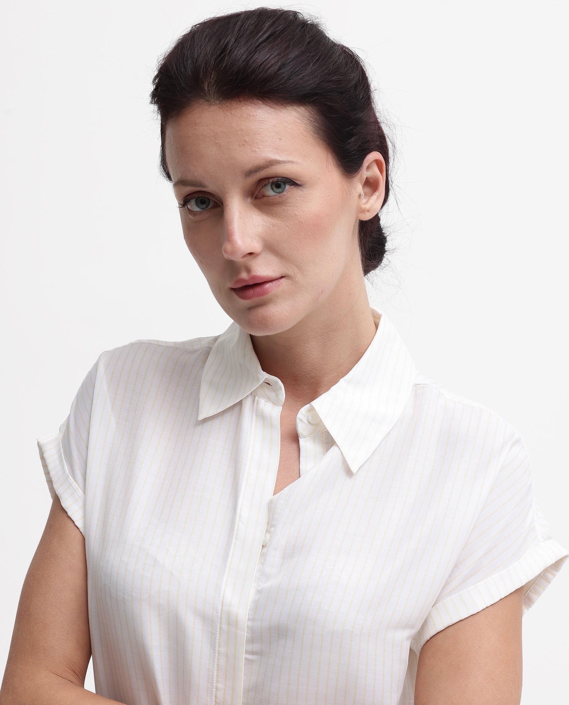 Women's White Casual Half Sleeves Top