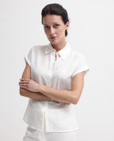 Women's White Casual Half Sleeves Top