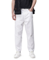 Men's White Casual Baggy Fit Solid Jeans