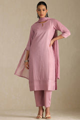Women's Onion Pink Art Silk Embroidered Suit Set With Sequins