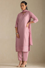 Women's Onion Pink Art Silk Embroidered Suit Set With Sequins