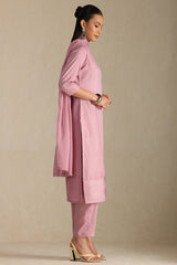 Women's Onion Pink Art Silk Embroidered Suit Set With Sequins