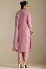 Women's Onion Pink Art Silk Embroidered Suit Set With Sequins