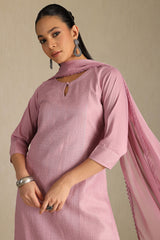Women's Onion Pink Art Silk Embroidered Suit Set With Sequins