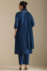 Women's Blue Art Silk Embroidered Suit Set With Sequins
