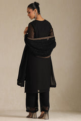 Women's Black Georgette Suit Set With Stone Work
