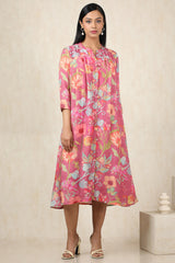Women's Onion Pink Muslin Botanical Dress