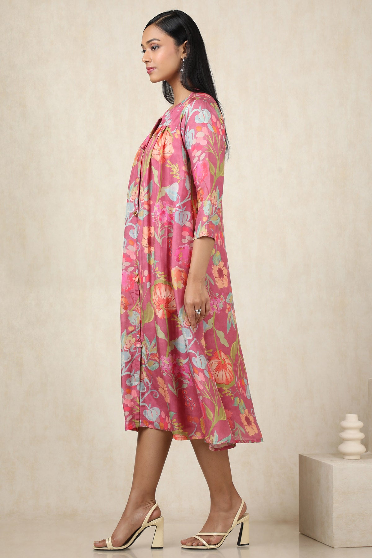 Women's Onion Pink Muslin Botanical Dress