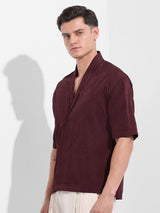 Men's Maroon Casual Solid Half Sleeves Shirt