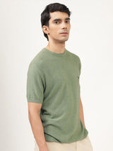 Men's Green Casual Regular Fit Solid Half Sleeves Tshirt