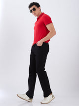 Mens Black Casual Straight Fit Jeans