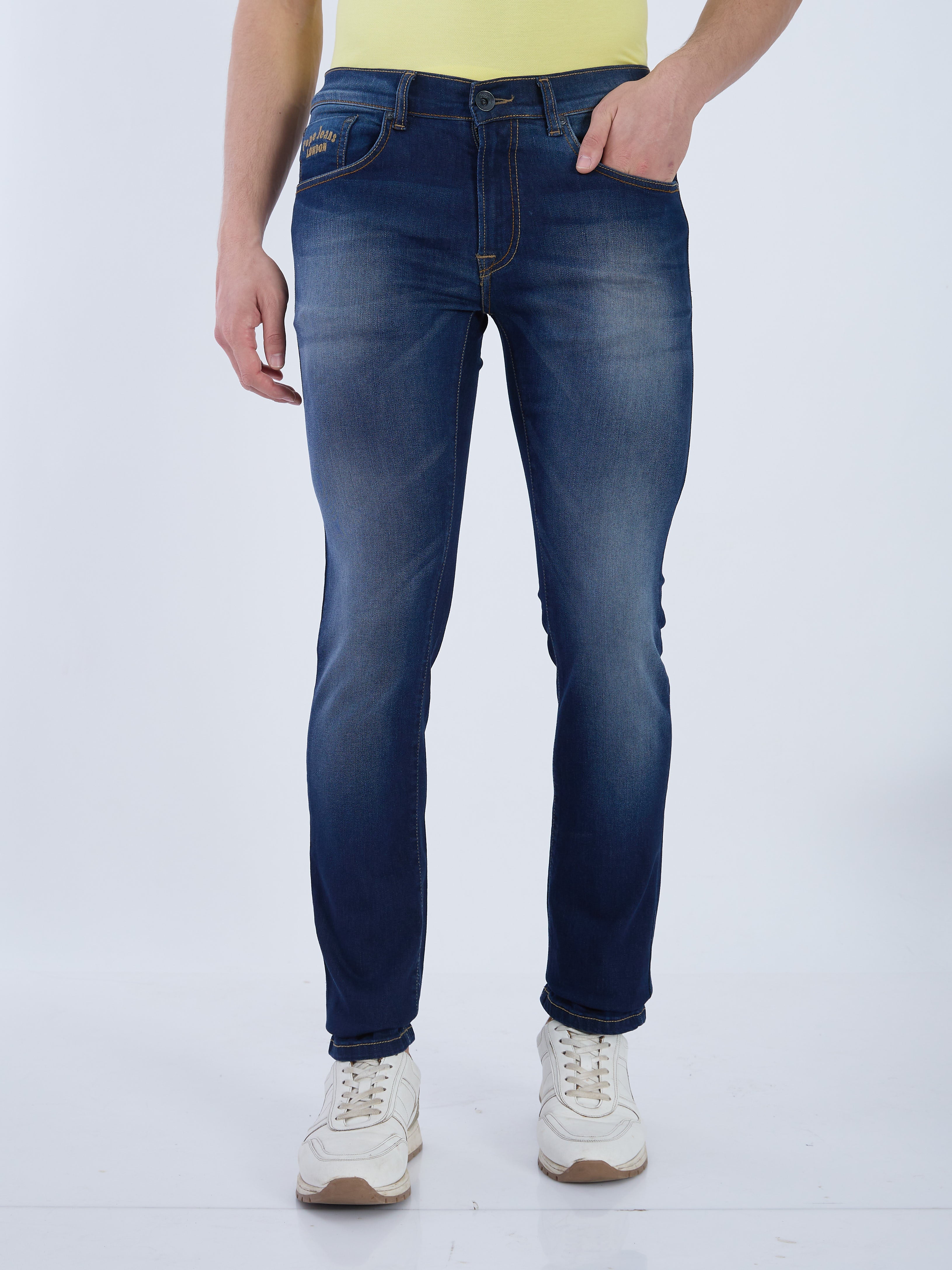 Mens Blue Casual Slim Fit Jeans