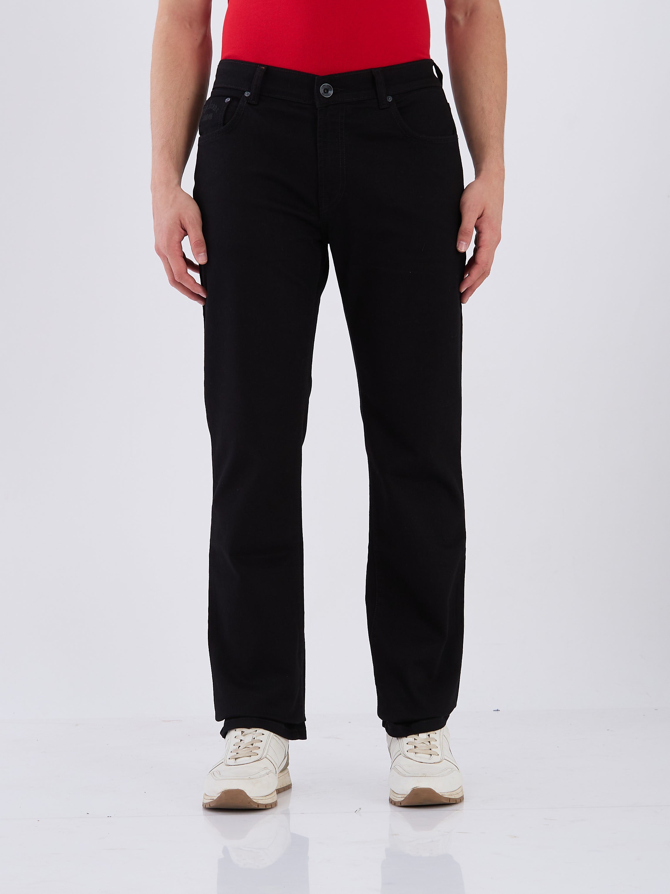 Mens Black Casual Straight Fit Jeans
