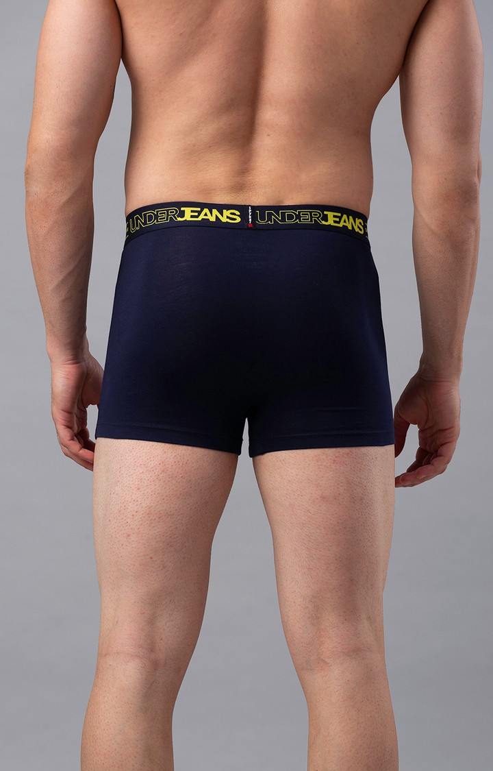 Men's Navy Mid-Rise Solid Trunk