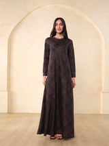 Women's Black Checked Full Sleeves Dress