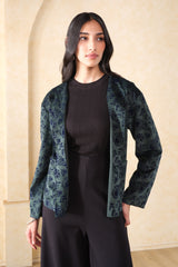 Women's Green Party Printed Full Sleeves Jackets