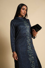 Women's Blue Casual Printed Full Sleeves Kurta