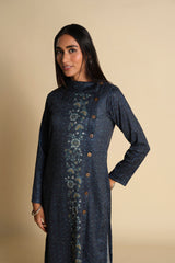 Women's Blue Casual Printed Full Sleeves Kurta