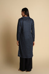 Women's Blue Casual Printed Full Sleeves Kurta