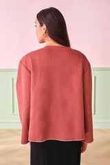 Women's Red Casual Solid Full Sleeves Jackets