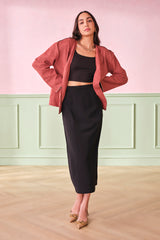 Women's Red Casual Solid Full Sleeves Jackets