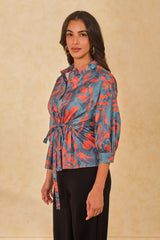 Women's Multicolor Casual Regular Fit Printed Three Quarter Sleeves Tops