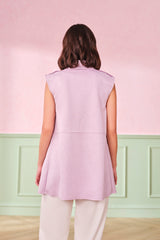 Women's Purple Casual Solid Sleeveless Jacket