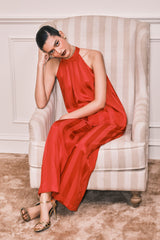 Women's Red Daily Regular Fit Printed Sleeveless Kurta Sets