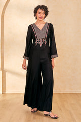 Women's Black Casual Solid Full Sleeves Jumpsuits