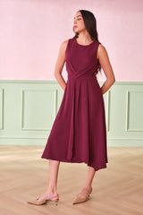 Women's Red Casual Regular Fit Solid Sleeveless Dress