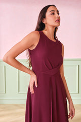 Women's Red Casual Regular Fit Solid Sleeveless Dress
