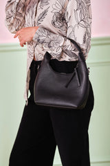 Women's Black Casual Regular Fit Printed Full Sleeves Tops