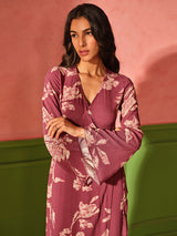 Women's Red Casual Regular Fit Printed Three Quarter Sleeves Dress
